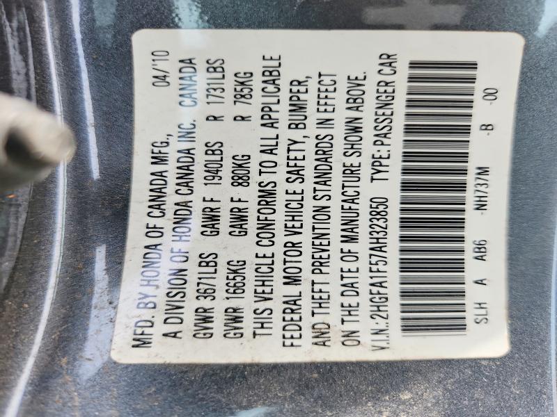 Aukcja sprzedaży 2010 Honda Civic, vin: 2HGFA1F57AH323850, numer aukcji: 53261726