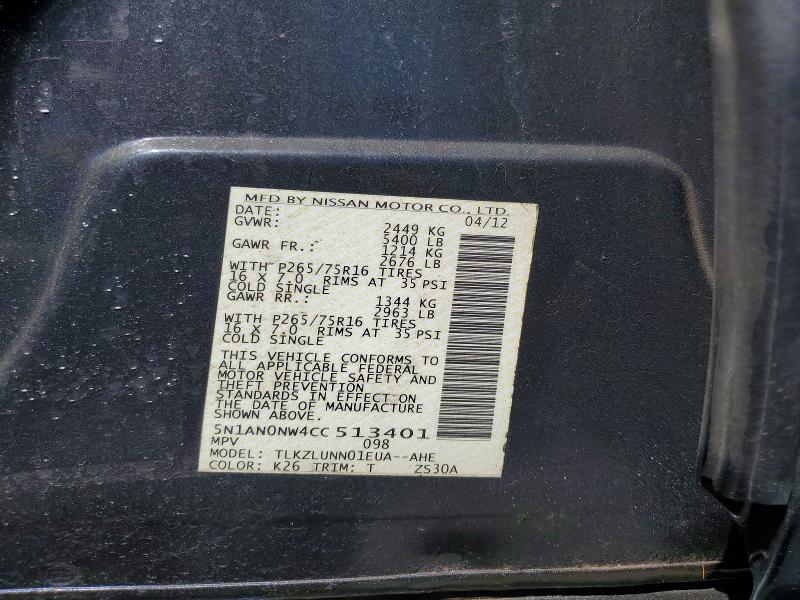 Продаж на аукціоні авто 2012 Nissan Xterra, vin: 5N1AN0NW4CC513401, номер лоту: 53457996