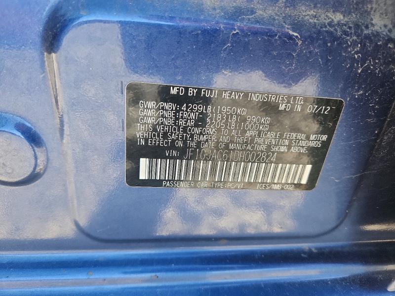 Продаж на аукціоні авто 2013 Subaru Impreza, vin: JF1GJAC61DH002824, номер лоту: 53636986