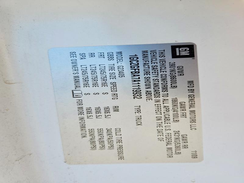 2010 Chevrolet Express G2500 მანქანა იყიდება აუქციონზე, vin: 1GCZGFBA7A1119932, აუქციონის ნომერი: 52034566