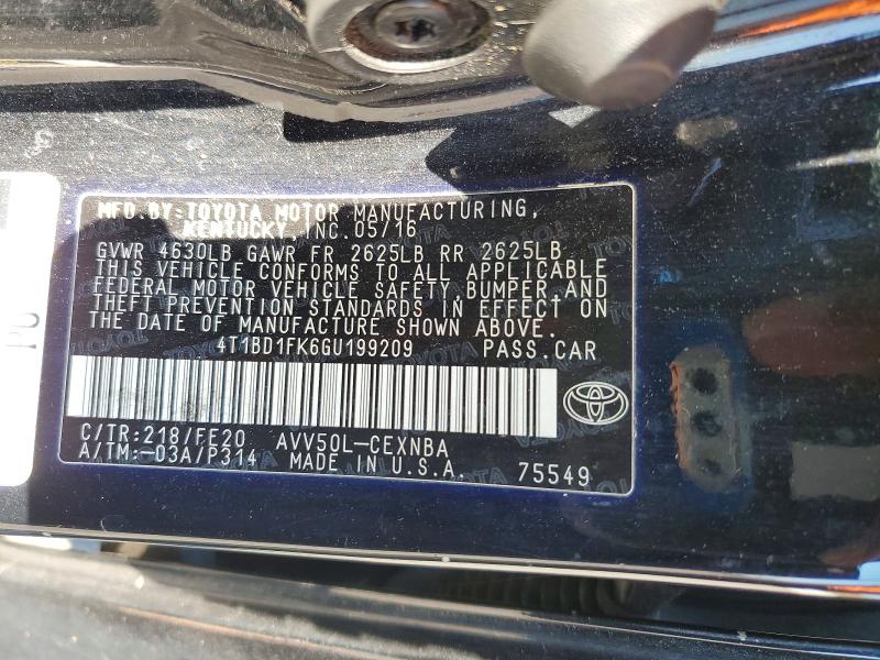Aukcja sprzedaży 2016 Toyota Camry Hybrid, vin: 4T1BD1FK6GU199209, numer aukcji: 54111286