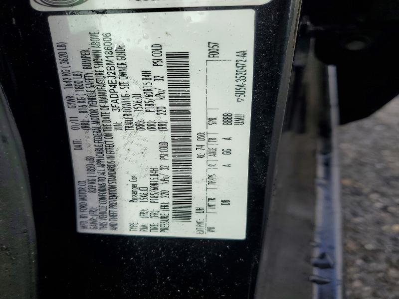 2011 Ford Fiesta მანქანა იყიდება აუქციონზე, vin: 3FADP4EJ2BM186006, აუქციონის ნომერი: 53939666