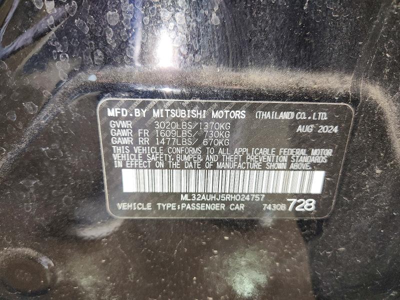 Продаж на аукціоні авто 2024 Mitsubishi Mirage, vin: ML32AUHJ5RH024757, номер лоту: 54874126