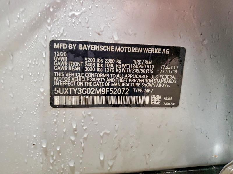 Aukcja sprzedaży 2021 Bmw X3, vin: 5UXTY3C02M9F52072, numer aukcji: 54057916