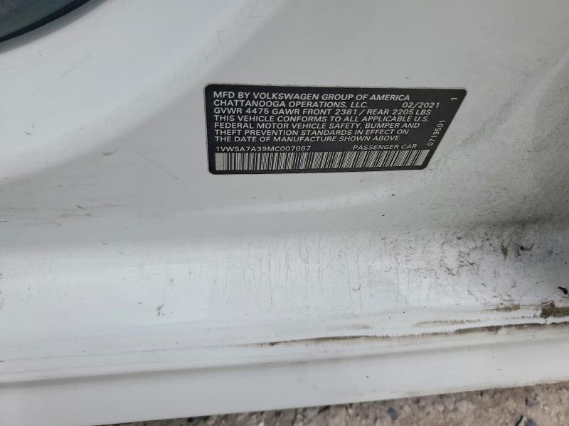 Aukcja sprzedaży 2021 Volkswagen Passat, vin: 1VWSA7A39MC007067, numer aukcji: 51212836