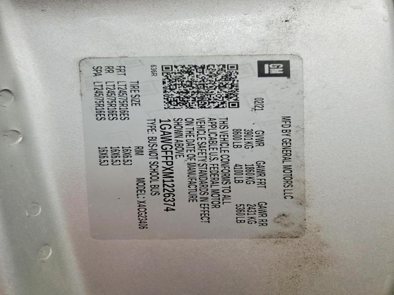 Продаж на аукціоні авто 2021 Chevrolet Express G2500, vin: 1GAWGFFPXM1226374, номер лоту: 54262276