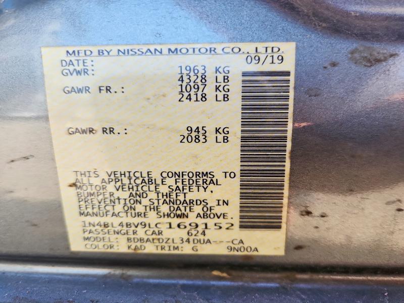 79088905 :رقم المزاد ، 1N4BL4BV9LC169152 vin ، 2020 Nissan Altima مزاد بيع