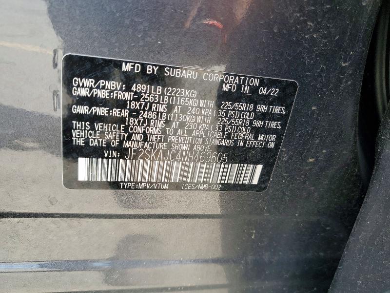 Aukcja sprzedaży 2022 Subaru Forester, vin: JF2SKAJC4NH469605, numer aukcji: 55241286