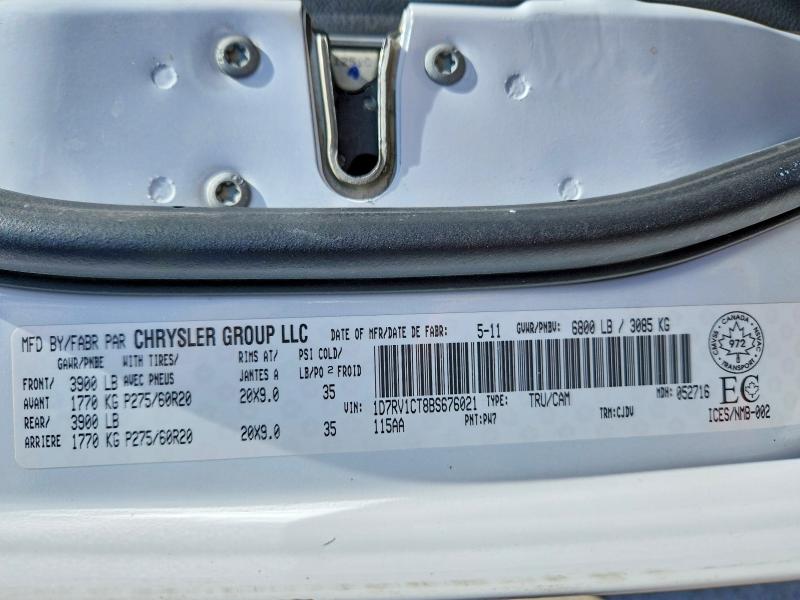 Продажа на аукционе авто 2011 Dodge Ram 1500, vin: 1D7RV1CT8BS676021, номер лота: 52840436