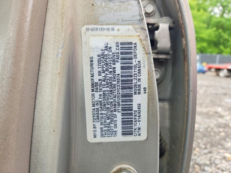 52488046 :رقم المزاد ، 2T1BR12E0YC378074 vin ، 2000 Toyota Corolla مزاد بيع