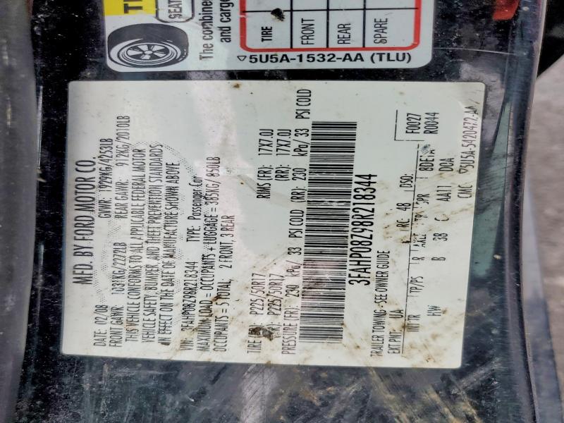 Aukcja sprzedaży 2008 Ford Fusion, vin: 3FAHP08Z98R218344, numer aukcji: 55530476