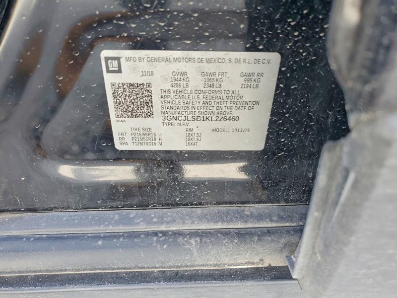 51787356 :رقم المزاد ، 3GNCJLSB1KL226460 vin ، 2019 Chevrolet Trax مزاد بيع
