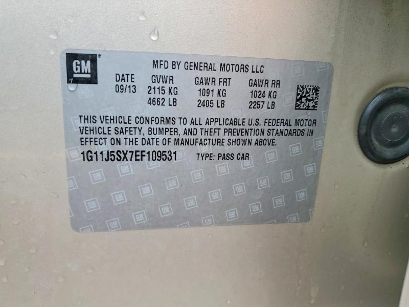 2014 Chevrolet Malibu მანქანა იყიდება აუქციონზე, vin: 1G11J5SX7EF109531, აუქციონის ნომერი: 55104956