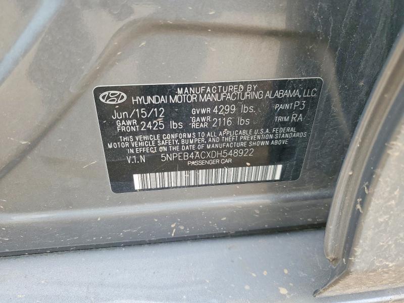 2013 Hyundai Sonata მანქანა იყიდება აუქციონზე, vin: 5NPEB4ACXDH548922, აუქციონის ნომერი: 52232206