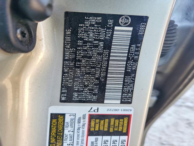2016 Toyota Camry Hybrid მანქანა იყიდება აუქციონზე, vin: 4T1BD1FK9GU182565, აუქციონის ნომერი: 52391226