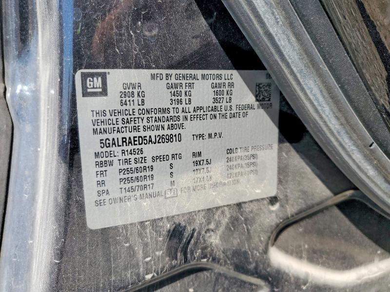 2010 Buick Enclave მანქანა იყიდება აუქციონზე, vin: 5GALRAED5AJ269810, აუქციონის ნომერი: 53052606