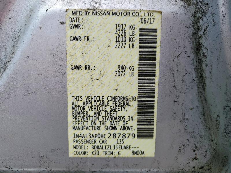 Aukcja sprzedaży 2017 Nissan Altima, vin: 1N4AL3AP0HC287879, numer aukcji: 52063216