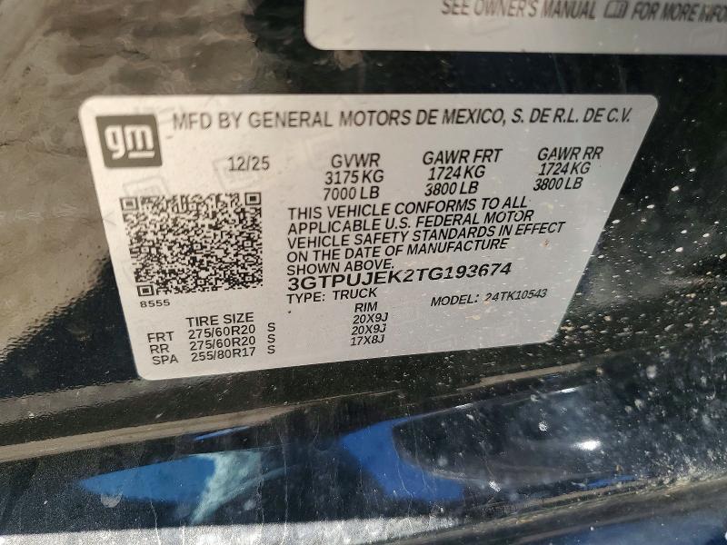 2026 Gmc Sierra მანქანა იყიდება აუქციონზე, vin: 3GTPUJEK2TG193674, აუქციონის ნომერი: 54857836