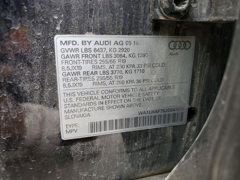 Aukcja sprzedaży 2018 Audi Q7, vin: WA1LHAF75JD047075, numer aukcji: 54274296
