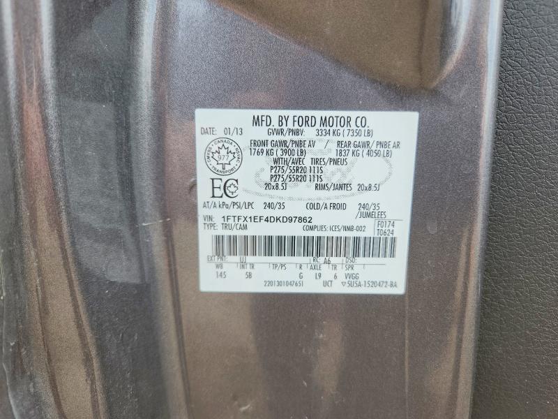 2013 Ford F150 მანქანა იყიდება აუქციონზე, vin: 1FTFX1EF4DKD97862, აუქციონის ნომერი: 54910906