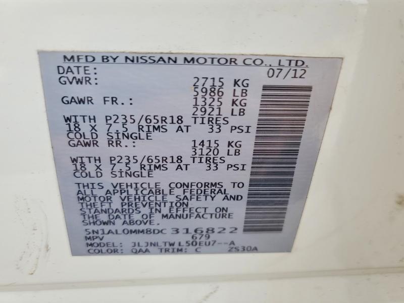 Aukcja sprzedaży 2013 Infiniti Jx35, vin: 5N1AL0MM8DC316822, numer aukcji: 54509866
