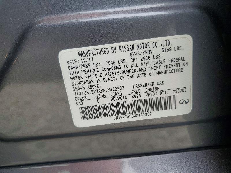 Aukcja sprzedaży 2018 Infiniti Q50, vin: JN1EV7AR8JM442907, numer aukcji: 53928206