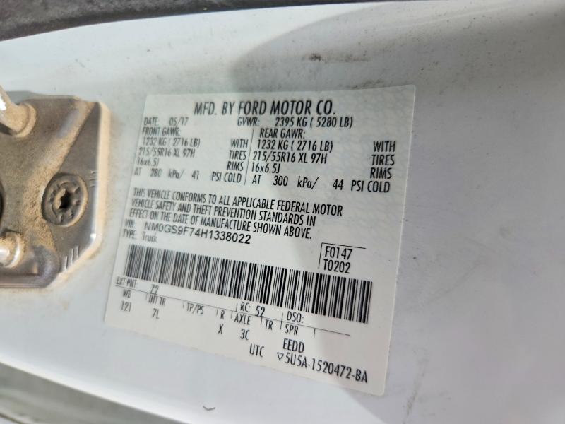 2017 Ford Transit Connect მანქანა იყიდება აუქციონზე, vin: NM0GS9F74H1338022, აუქციონის ნომერი: 52569836
