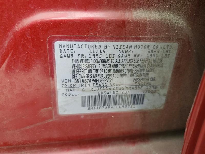 Aukcja sprzedaży 2015 Nissan Sentra, vin: 3N1AB7AP4FL692751, numer aukcji: 52916926