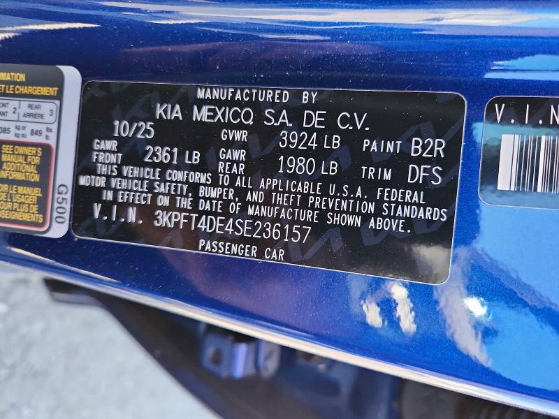 Aukcja sprzedaży 2025 Kia K4, vin: 3KPFT4DE4SE236157, numer aukcji: 51448796