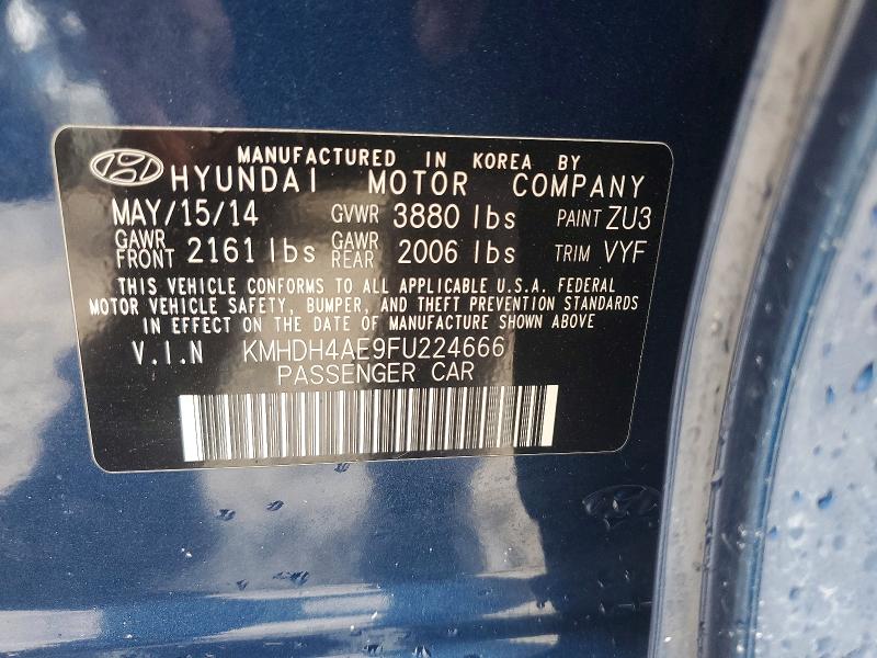 Aukcja sprzedaży 2015 Hyundai Elantra, vin: KMHDH4AE9FU224666, numer aukcji: 53979606