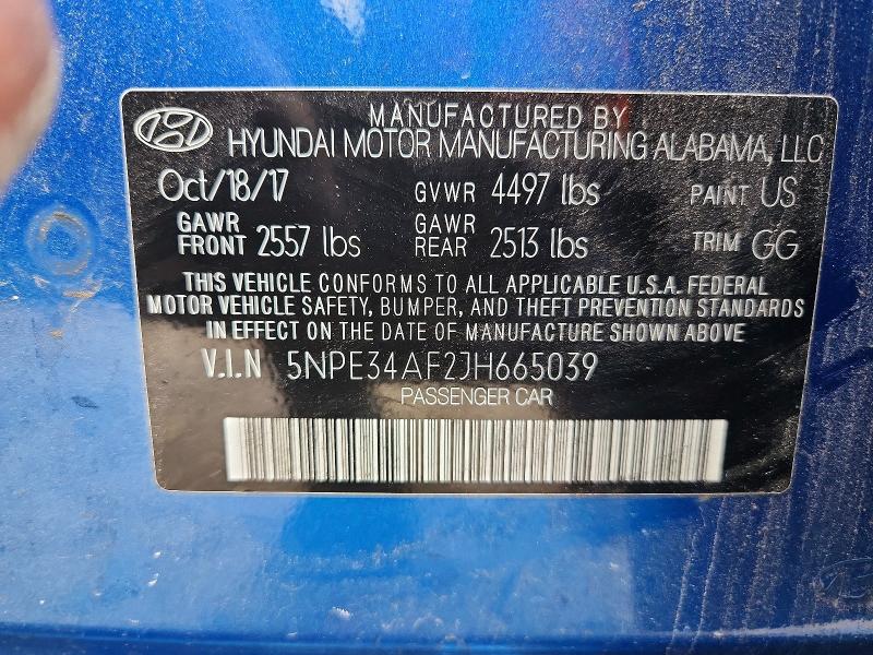 Aukcja sprzedaży 2018 Hyundai Sonata, vin: 5NPE34AF2JH665039, numer aukcji: 54542636