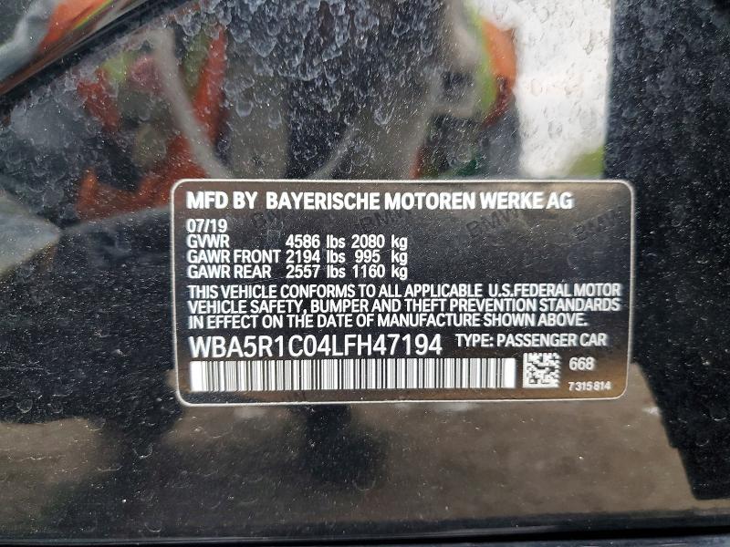 Aukcja sprzedaży 2020 Bmw 330i, vin: WBA5R1C04LFH47194, numer aukcji: 53513296
