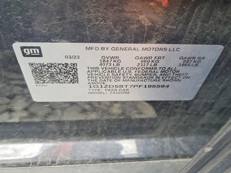 53884626 :رقم المزاد ، 1G1ZD5ST7PF195594 vin ، 2023 Chevrolet Malibu مزاد بيع