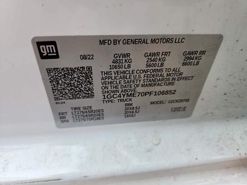 Продажа на аукционе авто 2023 Chevrolet Silverado, vin: 1GC4YME70PF106852, номер лота: 52929126