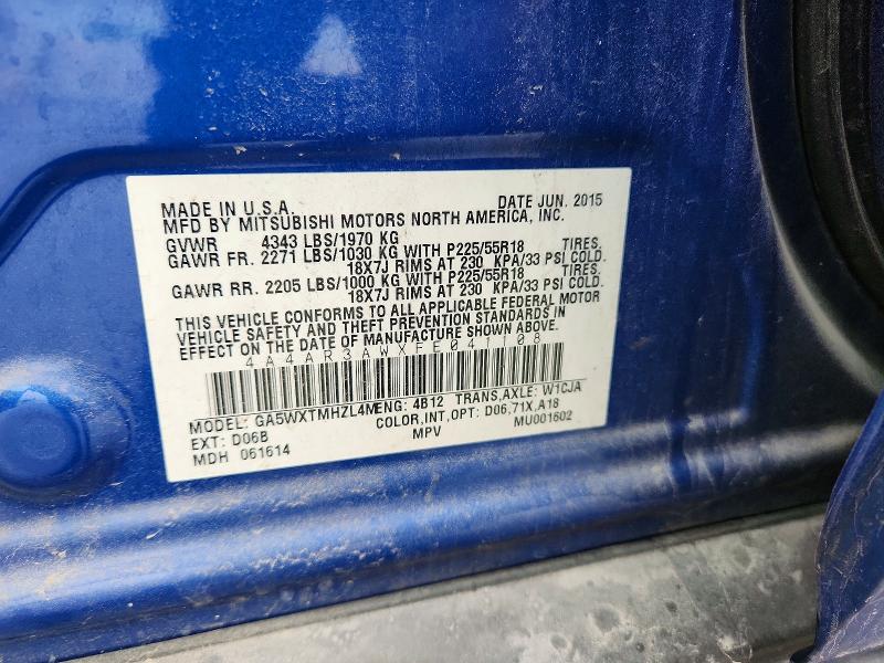 52492276 :رقم المزاد ، 4A4AR3AWXFE041108 vin ، 2015 Mitsubishi Outlander Sport مزاد بيع