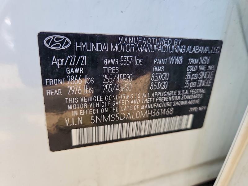 54004496 :رقم المزاد ، 5NMS5DAL0MH361468 vin ، 2021 Hyundai Santa Fe مزاد بيع