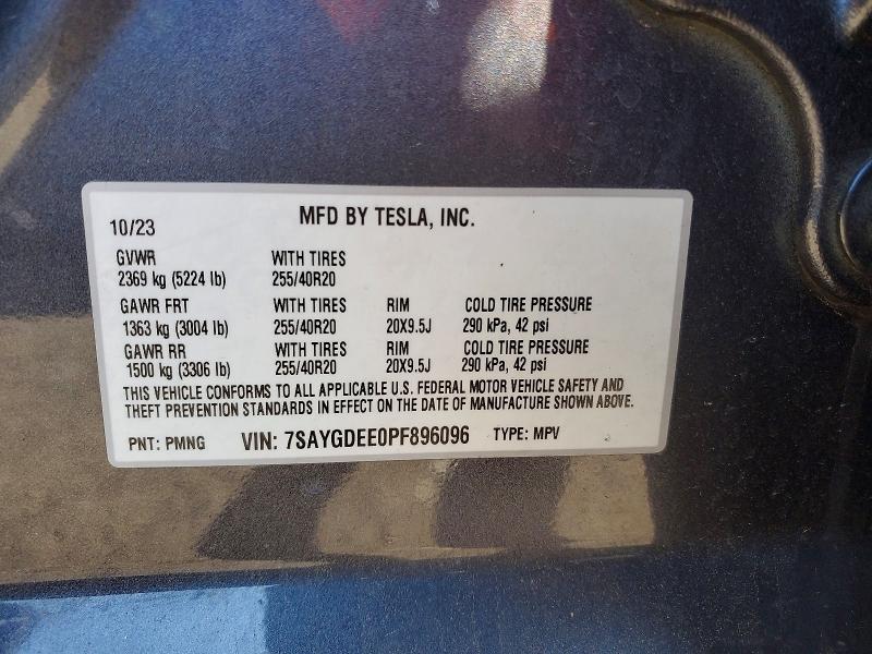2023 Tesla Model Y მანქანა იყიდება აუქციონზე, vin: 7SAYGDEE0PF896096, აუქციონის ნომერი: 51652536