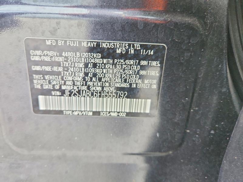 Продаж на аукціоні авто 2015 Subaru Forester, vin: JF2SJABC6FH555792, номер лоту: 52917646