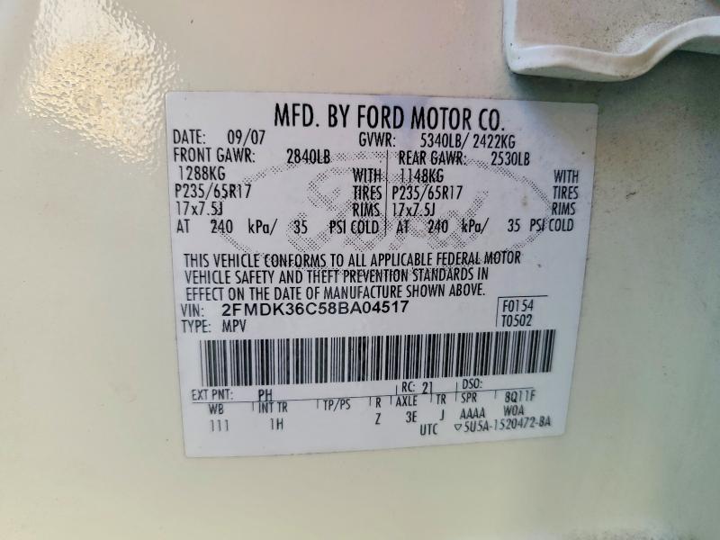 53716756 :رقم المزاد ، 2FMDK36C58BA04517 vin ، 2008 Ford Edge مزاد بيع