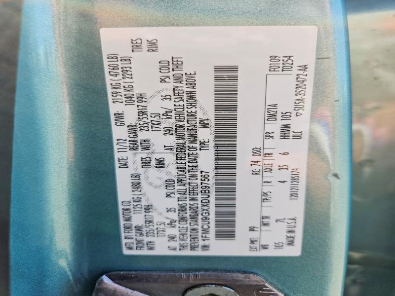 53843216 :رقم المزاد ، 1FMCU9GXXDUB97567 vin ، 2013 Ford Escape مزاد بيع
