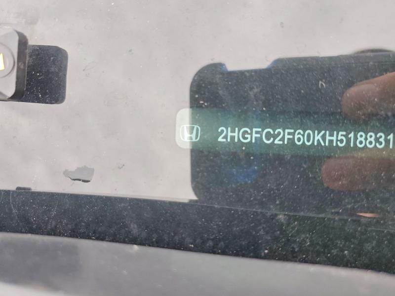 Aukcja sprzedaży 2019 Honda Civic, vin: 2HGFC2F60KH518831, numer aukcji: 52769636
