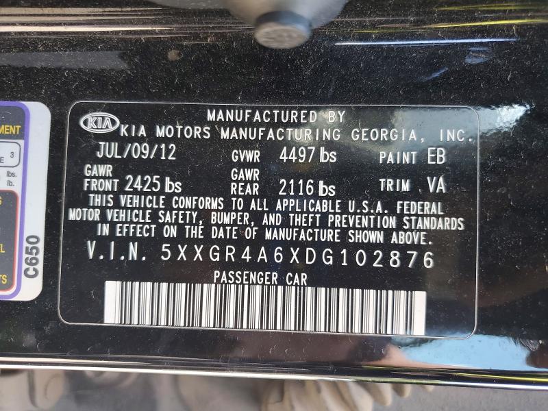 Aukcja sprzedaży 2013 Kia Optima, vin: 5XXGR4A6XDG102876, numer aukcji: 54089056