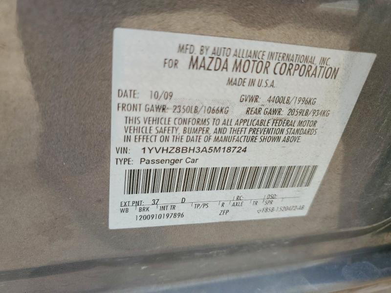 Продаж на аукціоні авто 2010 Mazda 6, vin: 1YVHZ8BH3A5M18724, номер лоту: 52502896