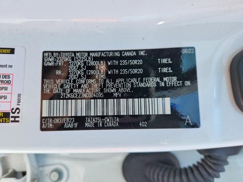 Auction sale of the 2022 Lexus Nx, vin: 2T2KGCEZ3NC004095, lot number: 52054756