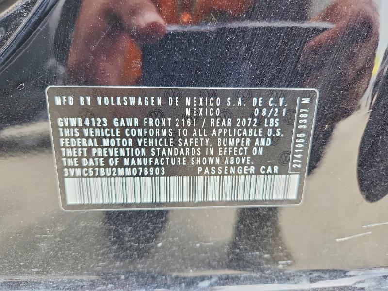 Aukcja sprzedaży 2021 Volkswagen Jetta, vin: 3VWC57BU2MM078903, numer aukcji: 53432786