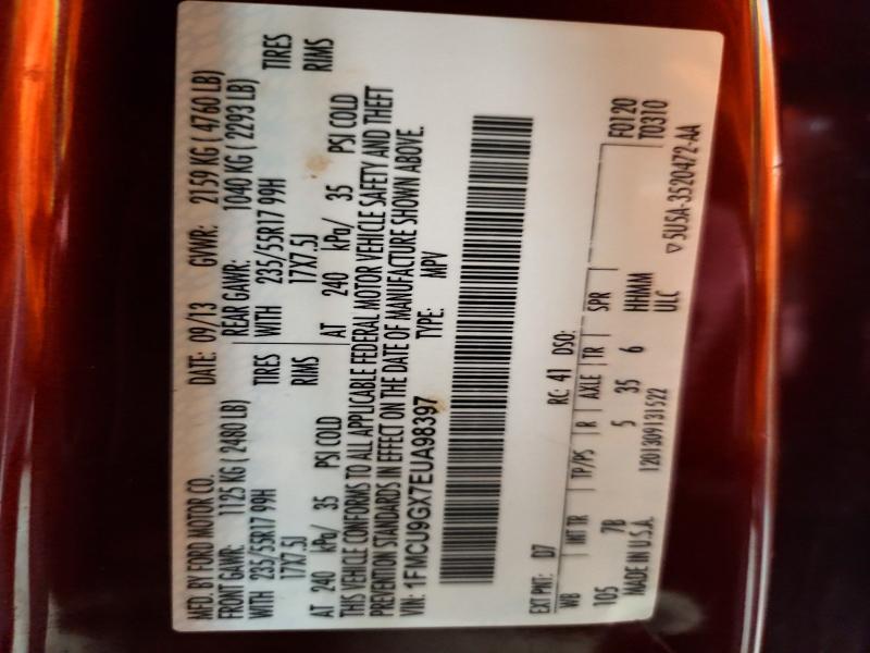 53065706 :رقم المزاد ، 1FMCU9GX7EUA98397 vin ، 2014 Ford Escape مزاد بيع