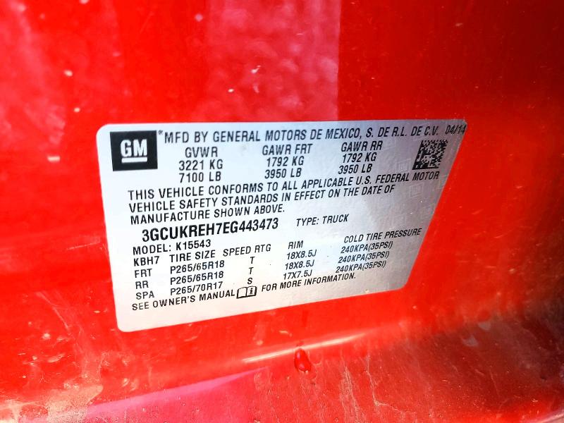 Aukcja sprzedaży 2014 Chevrolet Silverado, vin: 3GCUKREH7EG443473, numer aukcji: 54549226