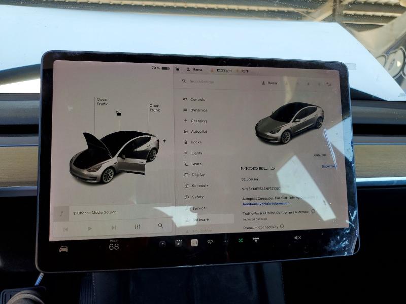 2022 Tesla Model 3 მანქანა იყიდება აუქციონზე, vin: 5YJ3E1EA8NF121387, აუქციონის ნომერი: 54013366