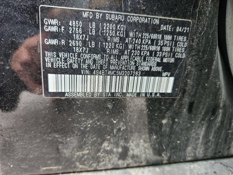 Продаж на аукціоні авто 2021 Subaru Outback, vin: 4S4BTAMC5M3207283, номер лоту: 53605746