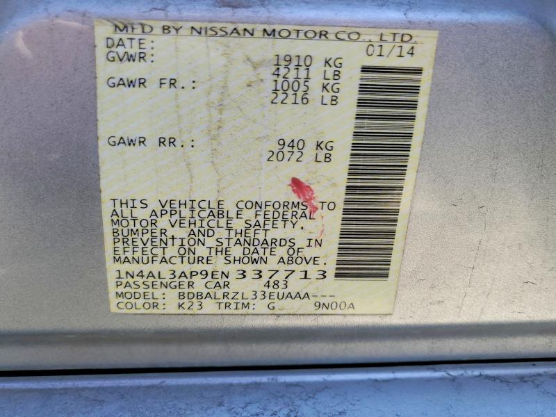2014 Nissan Altima მანქანა იყიდება აუქციონზე, vin: 1N4AL3AP9EN337713, აუქციონის ნომერი: 53536316